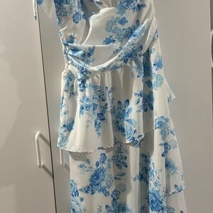 SHEIN Blue Floral Ruffle Dress